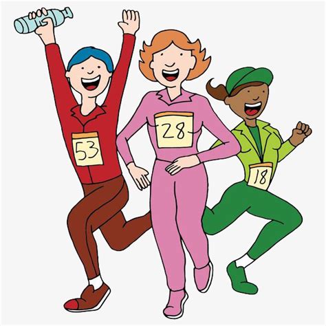 A Running Female Athlete, Cartoon Hand Drawing, Run, Marathon PNG Image and Clipart for Free ...