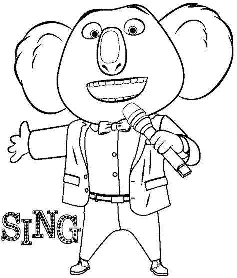 Dibujo para colorear del personaje Buster Moon, el koala de la película ¡Canta! | Dibujos para ...