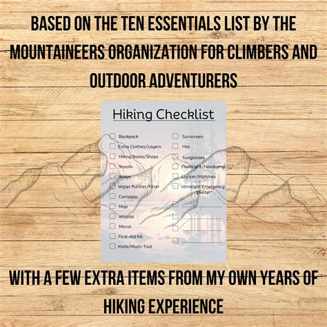 Hiking Checklist, Printable Checklist, Outdoor Safety Hiking List - Etsy