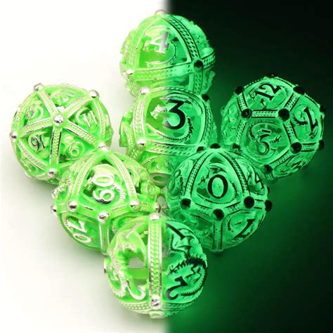 Amazon.com: DND Dice Set, Glow in The Dark Dice D&D HNCCESG Metal Hollow Dice Luminous ...