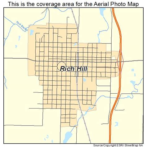 Aerial Photography Map of Rich Hill, MO Missouri