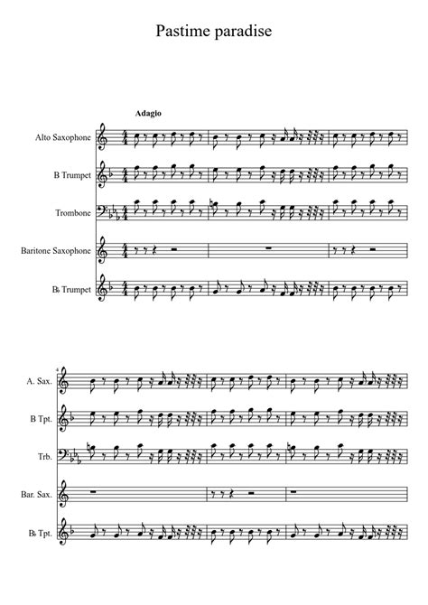 Pastime Paradise (by Youngblood B.B.) sheet music for Alto Saxophone ...