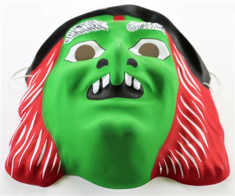 Vintage Green Witch Halloween Mask Ben Cooper Collegeville Y172 | The ...