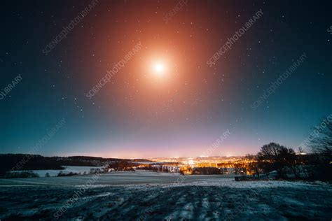 Winter landscape at night - Stock Image - F037/3034 - Science Photo Library