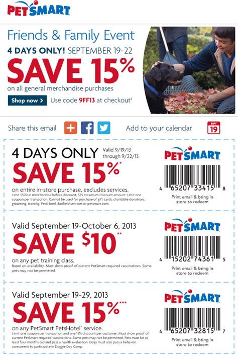 Pinned September 19th: 15% off at #PetSmart, or online via promo code 9FF13 #coupon via The ...