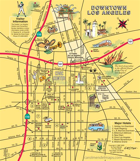 Map of downtown Los Angeles, with pictorial illustrations