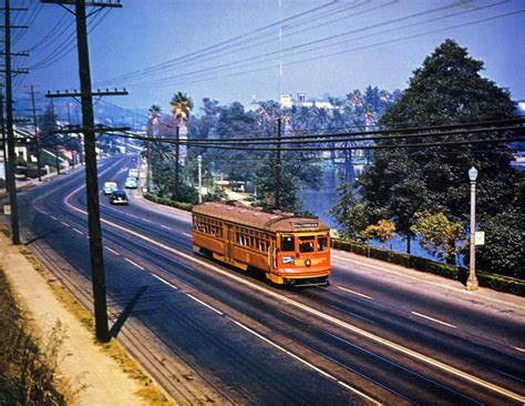 Glendale Blvd, alongside Echo Park Lake, LA 1954