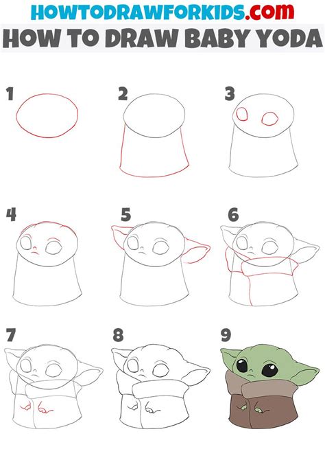 How to Draw Baby Yoda - Easy Drawing Tutorial for Kids Easy Disney ...