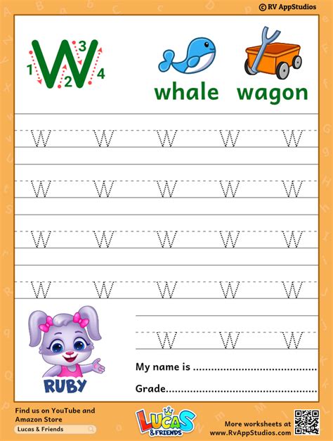 Lowercase Letter w Tracing Worksheets | Trace Small Letter w Worksheet