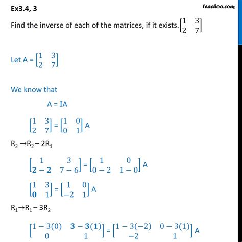 Ex 3.4, 3 - Find inverse [1 3 2 7] - Class 12 Matrices - Ex 3.4