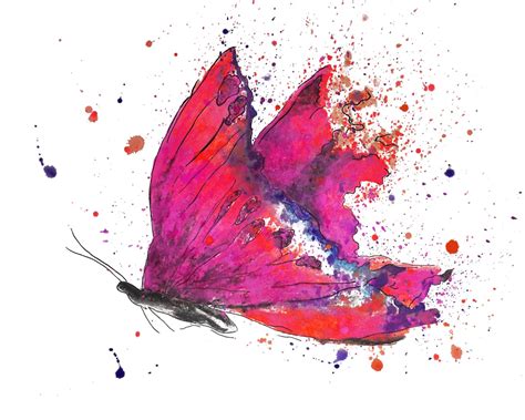 Watercolor Butterfly Pink Butterfly Art Print on Paper or | Etsy