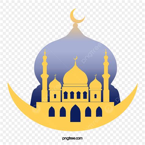 Mosque Yellow Clipart Transparent Background, Silhouette Yellow Mosque, Islamism, Silhouette ...