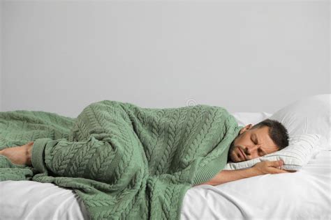 Tired Man Sleeping in Bed at Home Stock Photo - Image of exhaustion, exhausted: 259640776