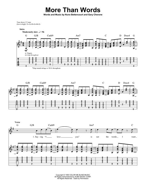 More Than Words sheet music by Extreme (Guitar Tab Play-Along – 27846)