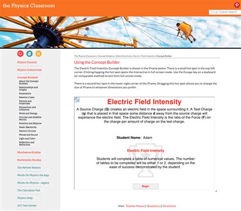 Electric Field Intensity Interactive for 9th - 12th Grade | Lesson Planet