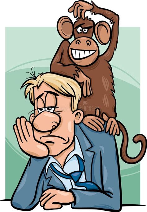 Monkey on Your Back Cartoon Stock Vector - Illustration of idea, character: 36687381