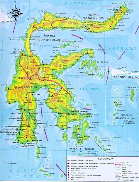 Carte détaillée de Sulawesi