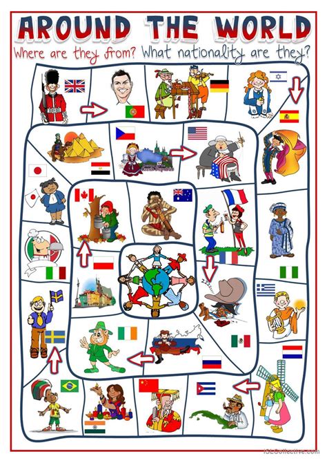 Around the world - board game warme…: English ESL worksheets pdf & doc