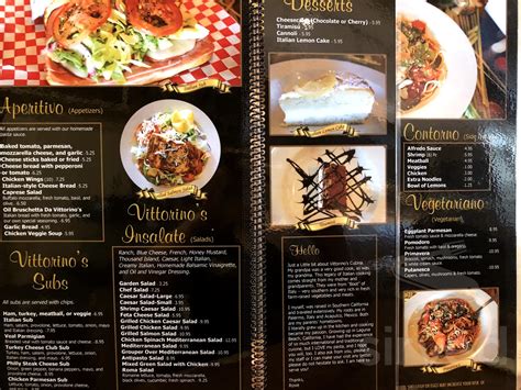 Vittorino's Italian restaurant menu in Loudon, Tennessee, USA