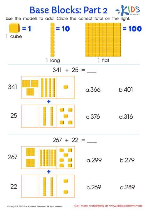 Using Base 10 Blocks Worksheets