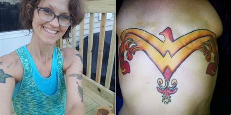 Woman covers her double mastectomy scars with beautiful Wonder Woman tattoo