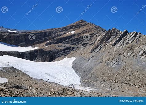 Mountain with Glacier and Moraine. Stock Photo - Image of landscape ...