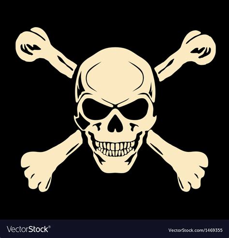 Evil skull with bones Warning sign Royalty Free Vector Image