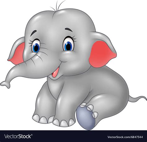 Cute Cartoon Baby Elephant With Big Eyes