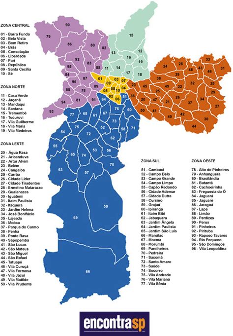 Mapa de São Paulo, Mapa bairros SP - EncontraSP