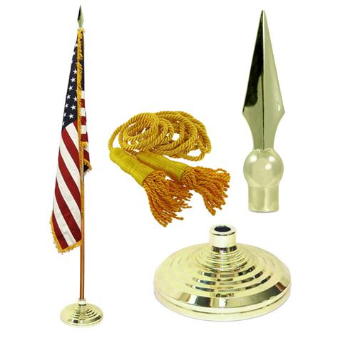 Indoor American Flag and Flagpole Kit - Cotton Flag - 7ft Pole - Spear Metal - Walmart.com ...