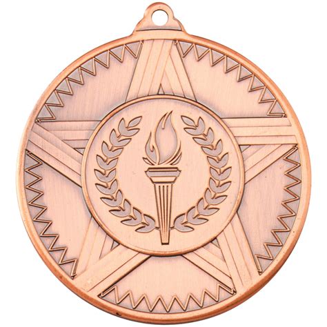 Bronze 50mm Round Medal - Striped Star Design | Trophy Boss