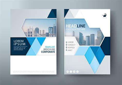 Blue annual report brochure flyer design template, Leaflet cover ...