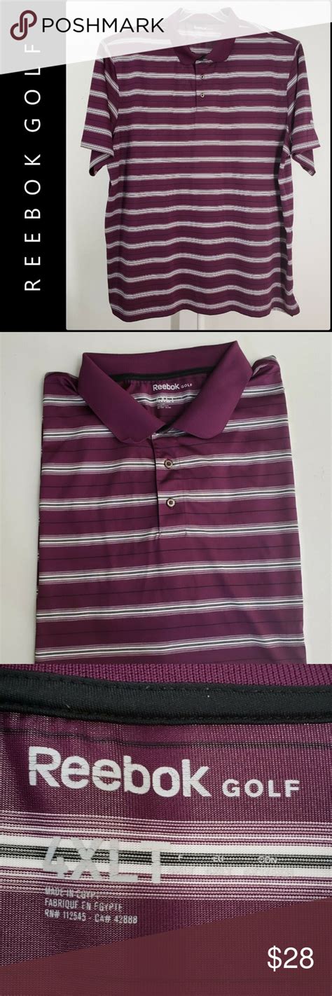 Reebok Golf Short Sleeve Striped Polo Shirt 4XLT | Striped polo shirt ...