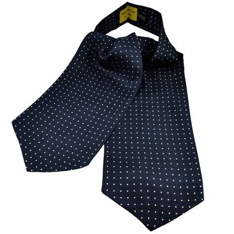Ties Planet Gold Label Navy Blue & White Polka Dot Printed Silk Casual Cravat from Ties Planet UK