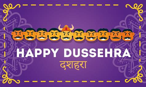 happy dussehra celebration lettering with demon ravana of ten heads 1933801 Vector Art at Vecteezy