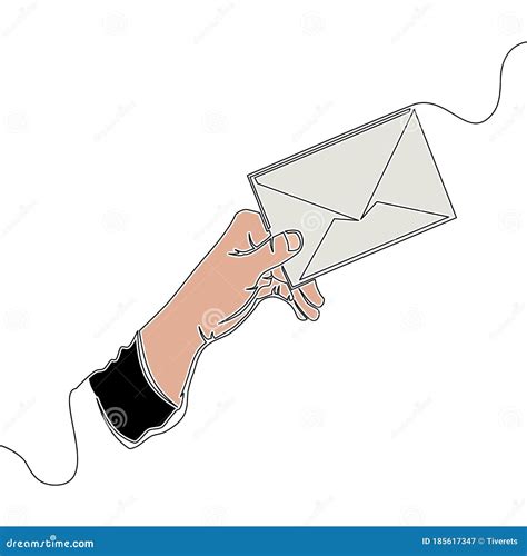 Flat Continuous Line Art Hand Holding Envelope Stock Vector ...