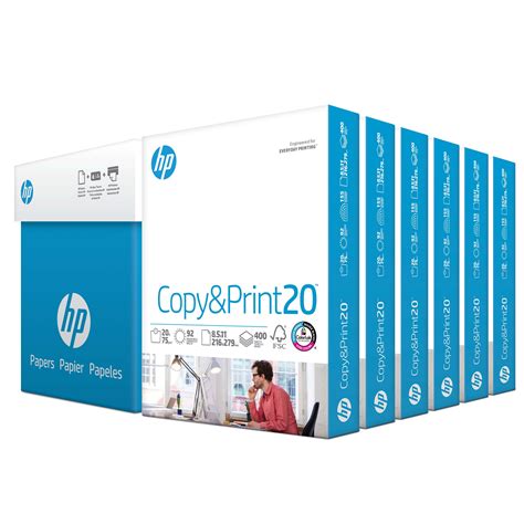 HP Printer Paper - Copy and Print, 20 lb., 8.5" x 11", 2,400 Sheets, 6 ...