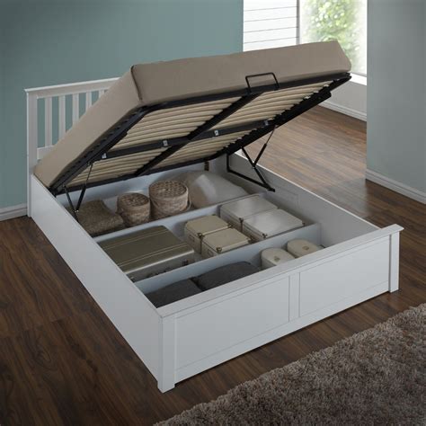 Phoenix White Wooden Ottoman Storage Bed