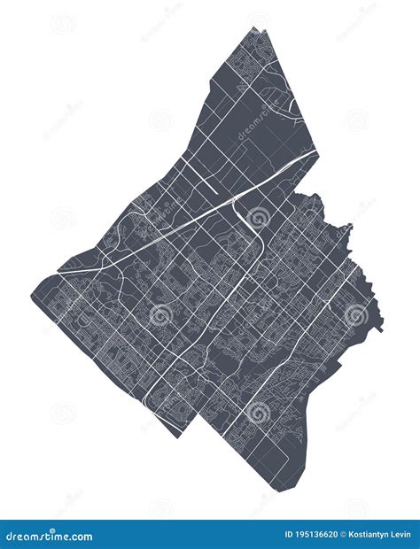 Mississauga Map. Detailed Map of Mississauga City Poster with Streets. Cityscape Vector Stock ...