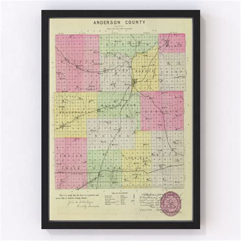 Vintage Map of Anderson County, Kansas 1887 by Ted's Vintage Art