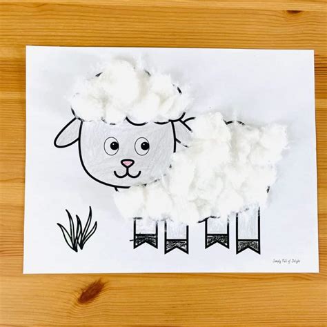 Easy Cotton Ball Sheep Craft (Free Printable)