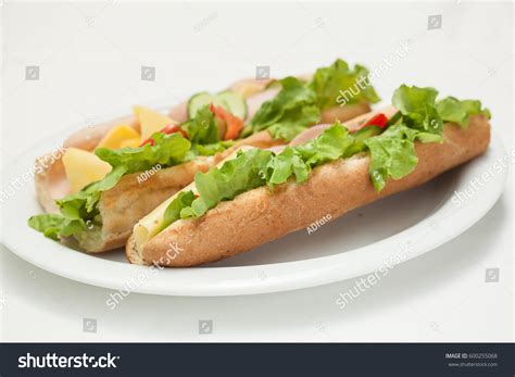 Baguette French Sandwiches On White Background Stock Photo 600255068 ...