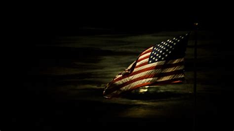 American Flag In Moon Black Cloudy Sky Background During Nighttime 4K ...