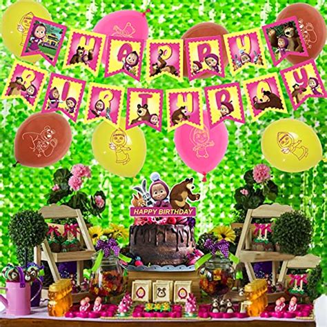 Masha and the Bear Birthday Party Decorations,Masha and the Bear Birthday Party Supplies Russian ...