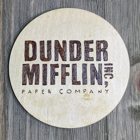 The Office Inspired Dunder Mifflin Logo Hand Wood Burned - Etsy