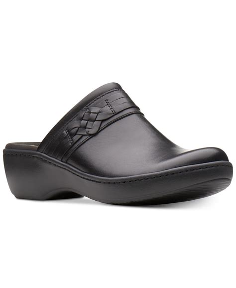 Clarks Womens Delana Hayden Leather Round Toe Mules, Black Leather ...