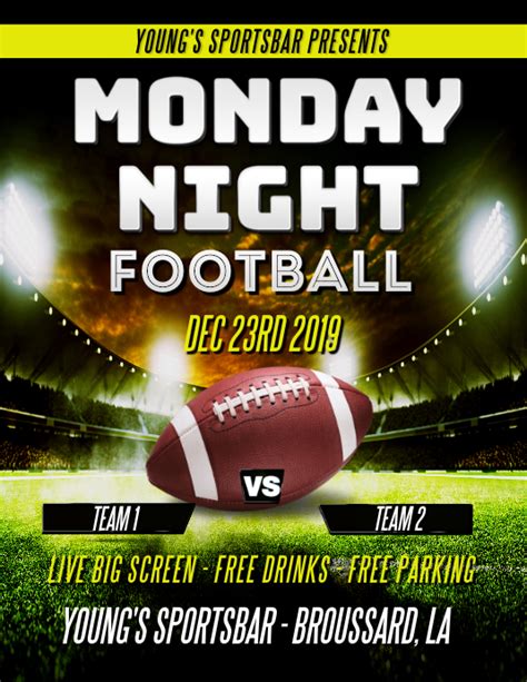 MONDAY NIGHT FOOTBALL FLYER Template | PosterMyWall