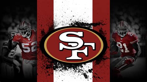 San Francisco 49ERS Logo With Background Of Red And White And Players ...