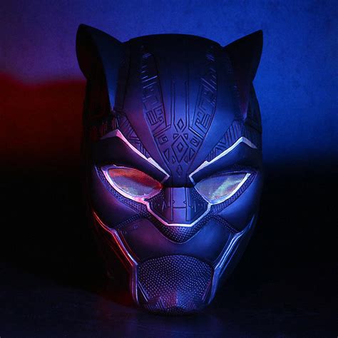 LED Black Panther Glowing Lights Mask T'Challa Cosplay Helmet Replica