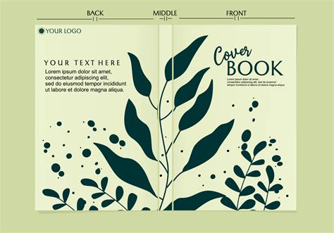 set of book cover designs on nature theme with leaf silhouettes ...